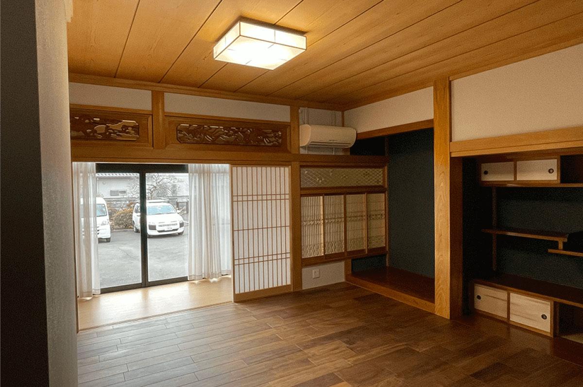施工事例 内装 リビング 施工後|和の風情をそのままに、高級感のある空間にしました